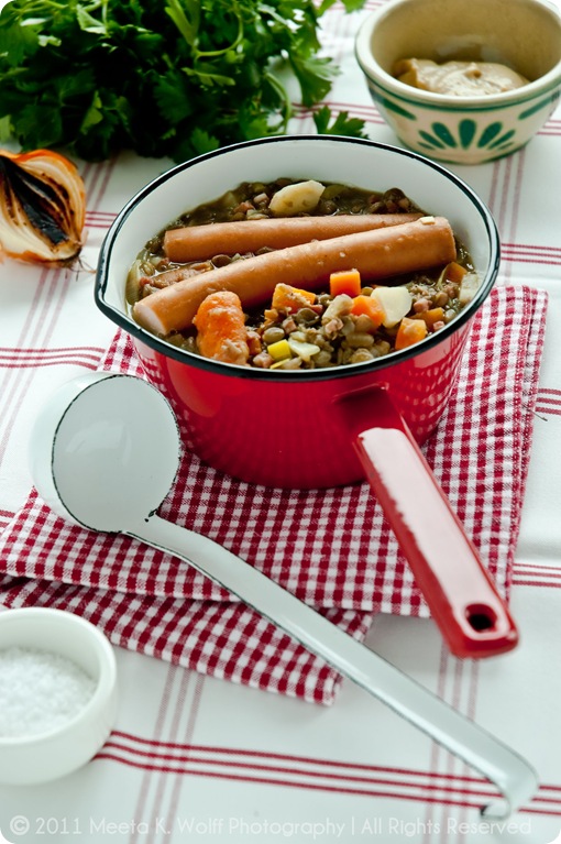 What's For Lunch Honey? Cooking School German Lentil and Sausage Stew